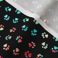 Summer tie dye kitty cat paw prints on black