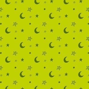 Moon/stars - acid green
