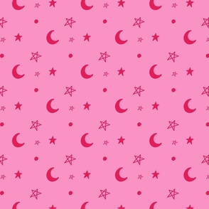 Moon/stars - bubblegum pink