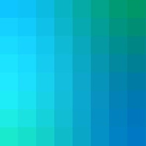 one-inch gradient pixelsquares - blue, green, aqua, turquoise