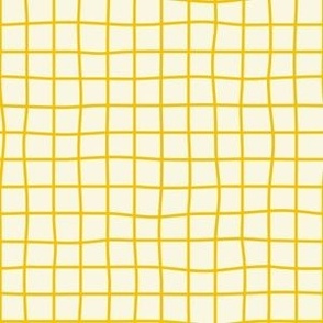 Whimsical Light Yellow Grid Lines on deep yellow