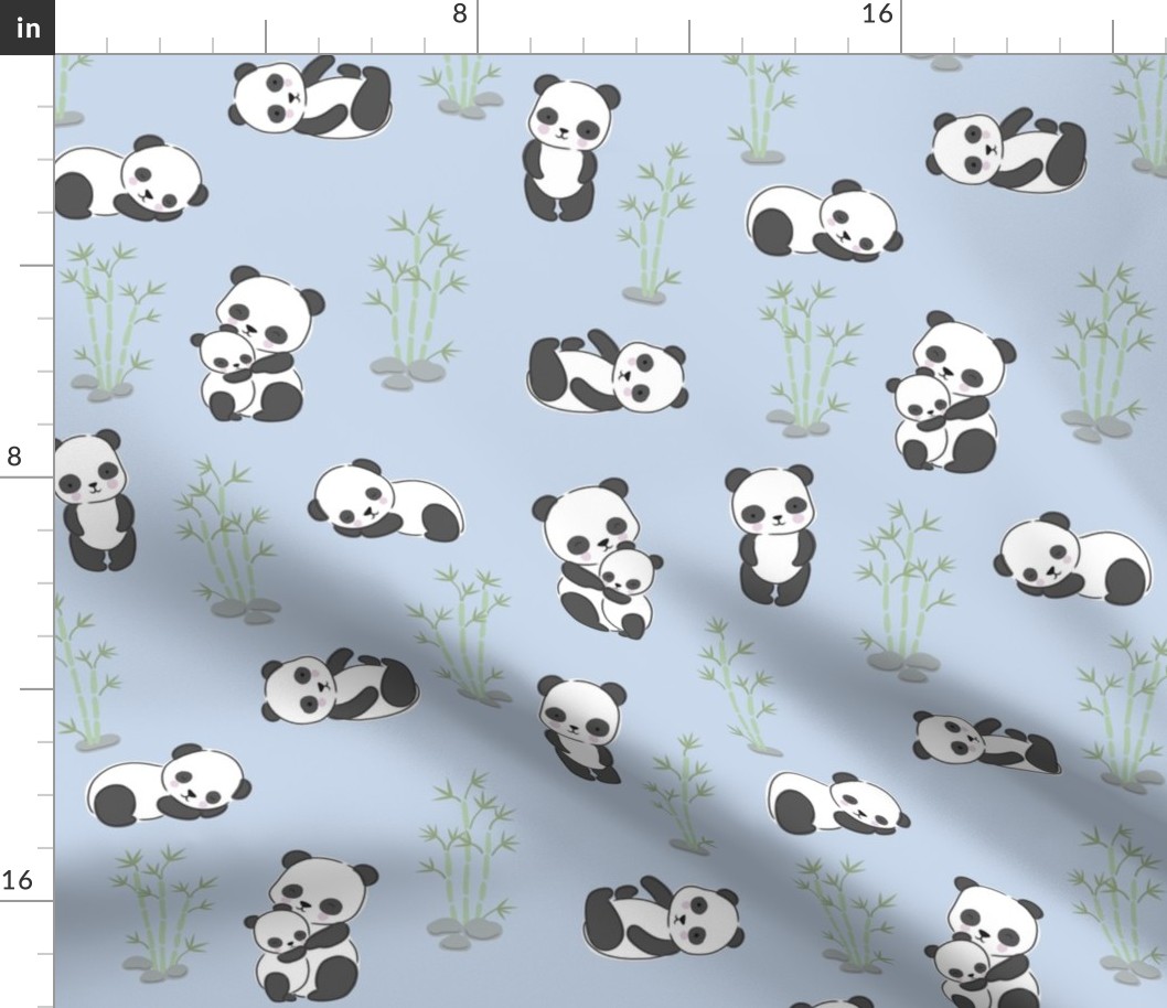 Pandas - cute panda bears and bamboo on baby blue - medium