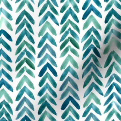 Herringbone blue green watercolor