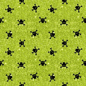 Glitter Skulls - acid green