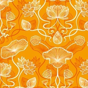 Lotus in bloom on yellow | Medium size