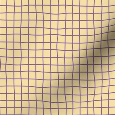 Whimsical Orchid Purple Grid Lines on deep yellow