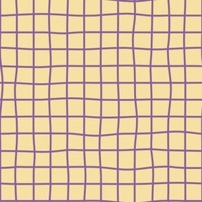 Whimsical Orchid Purple Grid Lines on deep yellow