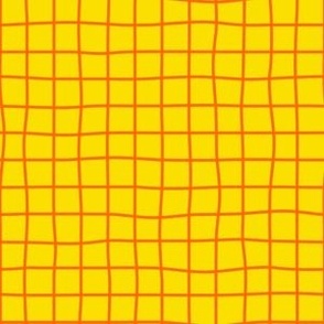 Whimsical Summer Orange Grid Lines on deep yellow