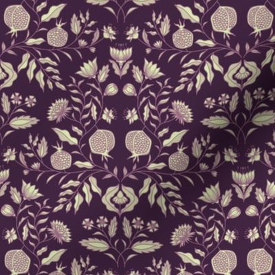 Victorian Botanicals on Dark Magenta | Small scale