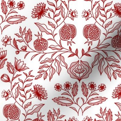 Victorian Botanicals Red on White| Medium scale