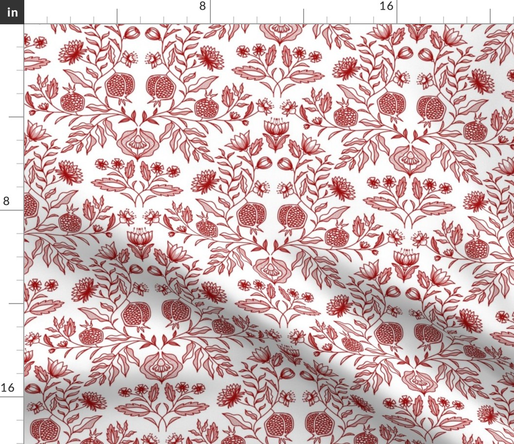 Victorian Botanicals Red on White| Medium scale