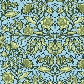 Victorian Botanicals on Green and Blue | Medium scale