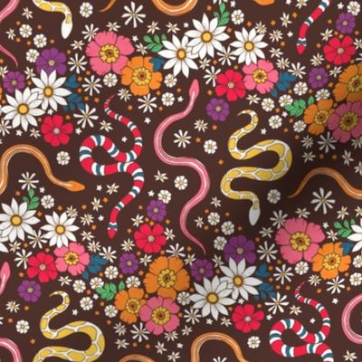 Slithering Serpents in Seventies Style Chintz - small 