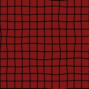 Whimsical Black Grid Lines on deep red