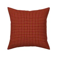 Christmas Whimsical Caramel Gold Grid Lines on deep red