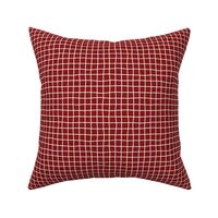 Christmas Whimsical White (unprinted) Grid Lines on deep red