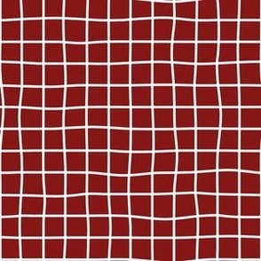 Christmas Whimsical White (unprinted) Grid Lines on deep red