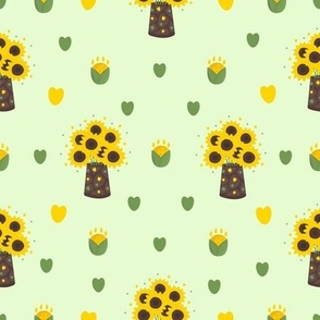 sunflowers-green-pattern