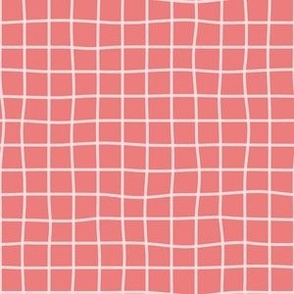 Whimsical Light Pink Grid Lines on medium pink