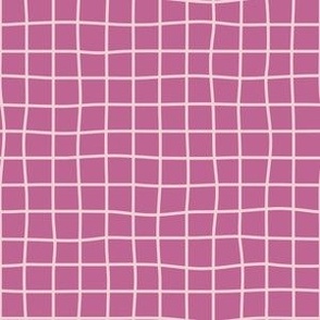 Whimsical Cotton Candy Pink Grid Lines on peony pink