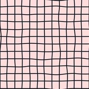 Whimsical Graphite Grid Lines on light pink