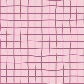 Whimsical Peony Pink Grid Lines on cotton candy pink