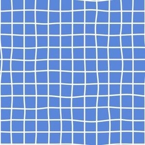 Whimsical White Grid Lines on a cornflower blue background (blue and white)