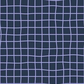 Whimsical lilac purple Grid Lines on a muted dark navy blue background