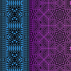 Purple and Blue Floorcloth Quilt Panel with Middle Gradient