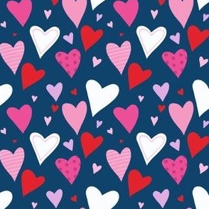 Small - Love Hearts on Navy