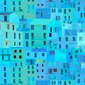 Large scale Italian town Amalfi Coast blue hues