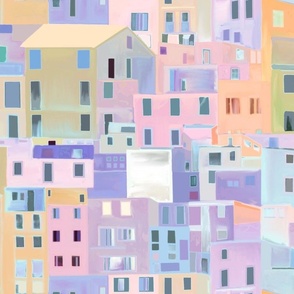 Large scale Italian town Amalfi Coast pastels