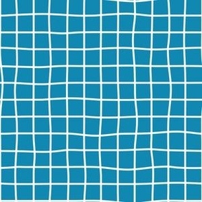 Whimsical White Grid Lines on a medium blue background (blue and white)