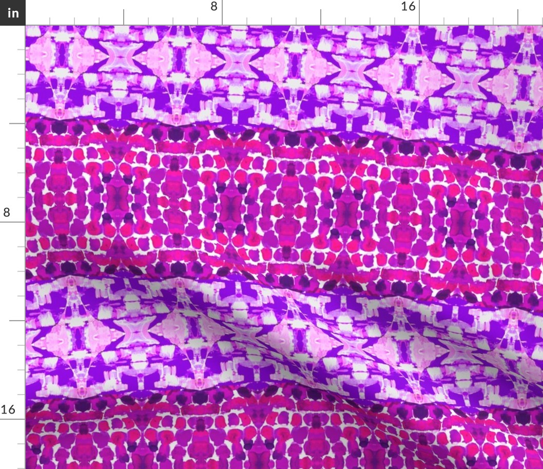 Moroccan Mosaic Striped  Bands Pink Purple Magenta Watercolor