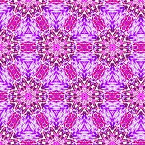 stained glass hexagon woven stars in magenta, pink and  purple