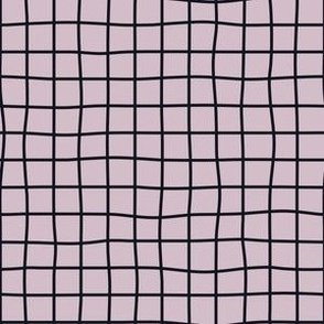 Whimsical Graphite (near black) Grid Lines on a light purple background