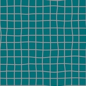 Whimsical taupe Grid Lines on teal