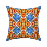 Celtic knot floral kaleidoscope red yellow and blue