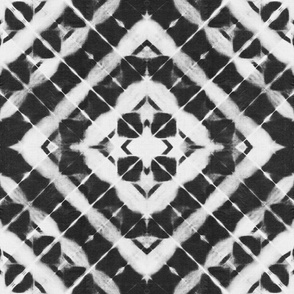 Shibori style black and white diagonal striped tile