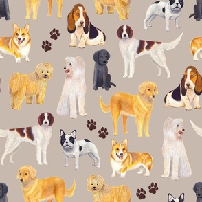 Cute Dogs Pattern (beige) 
