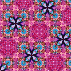 Moroccan Nights Azure Floral Bloom Magenta Rose Indigo