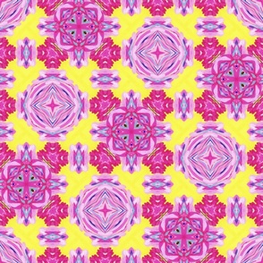 Radiant Fantasy Magenta Mandalas yellow and Pink