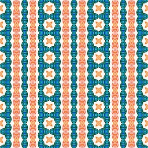 Bejewelled Sand Dollars and Sea Gems Seaside Fabric Green orange blue