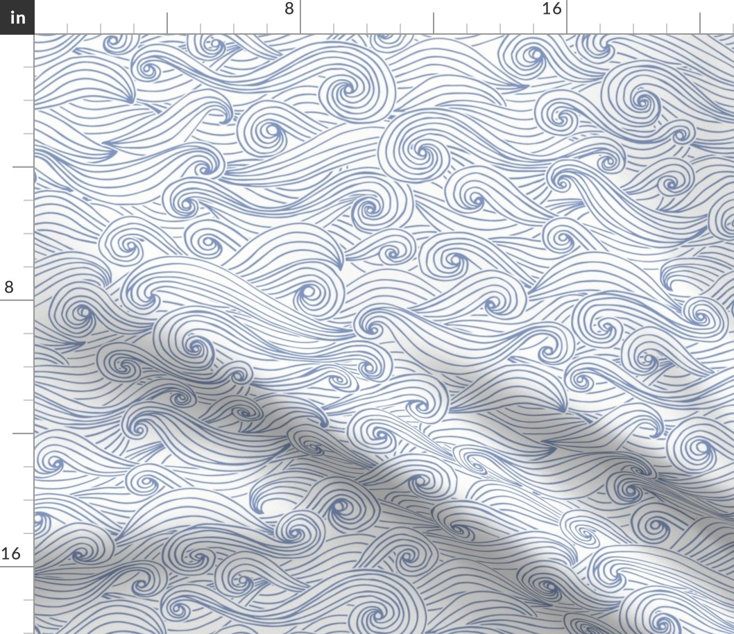 Woodcut waves wallpaper XL scale in ink by Pippa Shaw