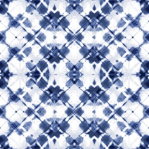 rhomboids and spots, blue and white shibori