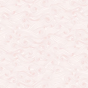 Woodcut waves wallpaper XL scale in blush rose by Pippa Shaw