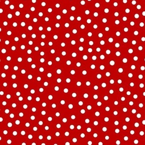 White polka dot on vintage red background S scale