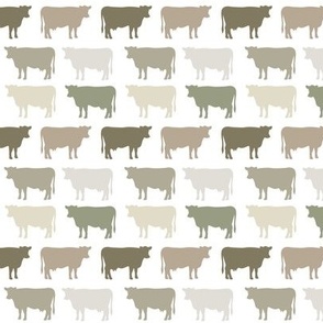 small cows: mossy, verde, cypress, maple, cake batter, moth