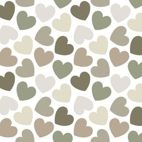 small hearts: mossy, verde, cypress, maple, cake batter, moth