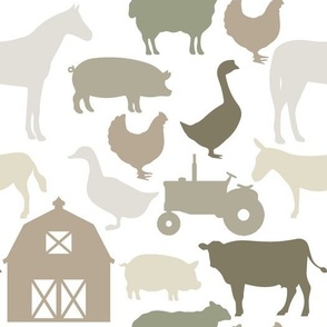 farm animals: mossy, verde, cypress, maple, cake batter, moth